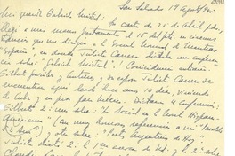 [Carta] 1945 ago. 19, San Salvador [a] Gabriela Mistral