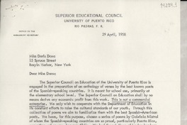 [Carta] 1958 Apr. 29, [Rio Piedras, Puerto Rico] [a] Miss Doris Dana, Roslyn Harbor, New York