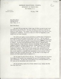[Carta] 1958 July 10, [Rio Piedras, Puerto Rico] [a] Miss Doris Dana, New York, N. Y.