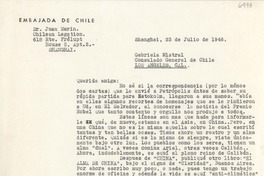 [Carta] 1946 jul. 23, Shangai, [China] [a] [Gabriela Mistral]
