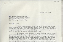 [Carta] 1958 Aug. 20, New York, [Estados Unidos] [a] Dr. Ismael Rodríguez Bou, Superior Educational Council University of Puerto Rico, Rio Piedras, Puerto Rico