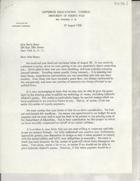 [Carta] 1958 Aug. 27, [Rio Piedras, Puerto Rico] [a] Miss Doris Dana, New York, N. Y.