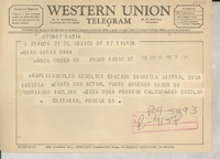 [Telegrama] 1966 jun. 17, México D.F., México [a] Miss Doris Dana, Hack Green Rd, Pound Ridge, N. Y., [EE.UU.]