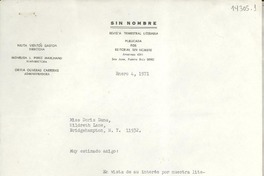 [Carta] 1971 ene. 4, San Juan, Puerto Rico [a] Miss Doris Dana, Hildreth Lane, Bridgehampton, N. Y.