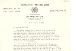 [Carta] 1956 oct. 19, Washington, [Estados Unidos] [a] Gabriela [Mistral]