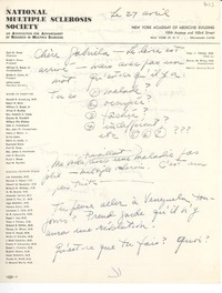 [Carta] avril 27, New York, [EE.UU.] [a] Gabriela [Mistral]