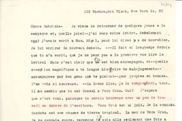 [Carta] juin 10, 122 Washington Place, New York 14, NY, [EE.UU.] [a] Gabriela [Mistral]