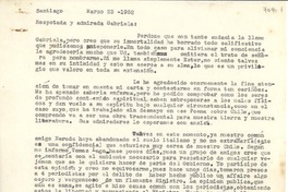 [Carta] 1952 mar. 23, Santiago [a] Gabriela Mistral