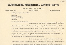 [Carta] 1952 ago. 16, Santiago [a] Gabriela Mistral, Nápoles