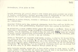 [Carta] 1944 julho 16, Porto Alegre [a] Gabriela Mistral