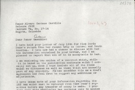 [Carta] 1963 Nov. 1, [EE.UU.] [al] Señor Alvaro Castaño Castillo, Emisora JHCK [i.e. HJCK], Carrera 7a. N°. 17-14, Bogotá, Colombia