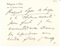 [Tarjeta] [EE.UU.?] [a] [Gabriela Mistral], Doris [Dana]