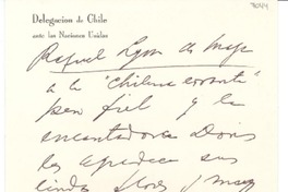 [Tarjeta] [EE.UU.?] [a] [Gabriela Mistral], Doris [Dana]