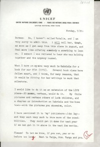 [Carta] Monday, 20 July [1971], United Nations, New York, [EE.UU.] [a] Dorees
