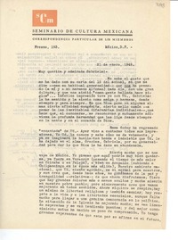 [Carta] 1949 ene. 21, México D.F. [a] Gabriela [Mistral], [Fortín de las Flores, México]