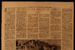 Recado a los amigos de América la tragedia andina