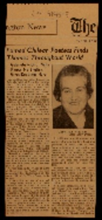 Famed chilean poetess finds themes throughout world Gabriela Mistral, who knows no english, gives readings here