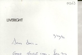 [Carta] 1972 Mar. 30, [New York, Estados Unidos] [a] Dear Doris
