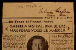 Gabriela Mistral, una de las mas puras voces de América en torno al Premio Nobel