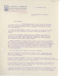 [Carta] 1933 sept. 29, Paris, [Francia] [a] Francis de Miomandre