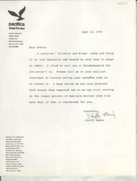 [Carta] 1972 Sept. 12, [Estados Unidos] [a] Dear Doris