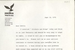 [Carta] 1972 Sept. 12, [Estados Unidos] [a] Dear Doris