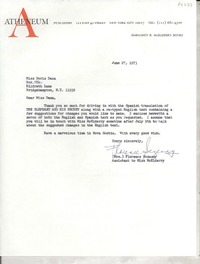 [Carta] 1973 June 27, 122 East 42 street, New York City 10017, [EE.UU.] [a] Miss Doris Dana, Box 784, Hildreth Lane, Bridgehampton, N. Y. 11932, [EE.UU.]