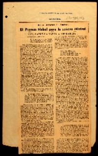 El premio Nobel para la señora Mistral casi damos la razón a Pío Baroja