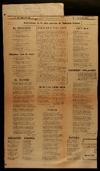 Selecciones de la obra poética de Gabriela Mistral