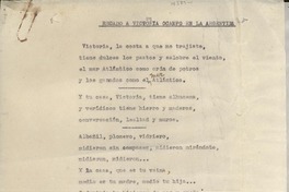 Recado a Victoria Ocampo en la Argentina