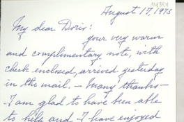 [Carta] 1973 Aug. 17, [EE.UU.] [a] My dear Doris [Dana], [EE.UU.]