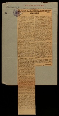 Recado para Dona Carolina Nabuco