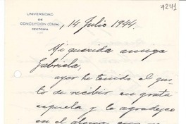 [Carta] 1944 jul. 14, Concepción [a] Gabriela Mistral