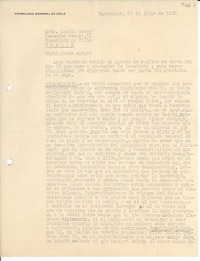 [Carta] 1933 jul. 27, Barcelona, [España] [a] Lucila Godoy, Consulado de Chile, Madrid