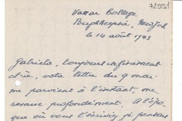 [Carta] 1945 ago. 14, New York [a] Gabriela Mistral