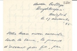 [Carta] 1945 nov. 17, New York [a] Gabriela Mistral