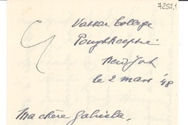 [Carta] 1948 mar. 2, New York [a] Gabriela Mistral