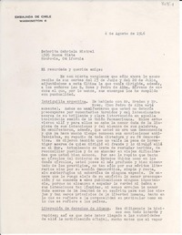 [Carta] 1946 ago. 6, Washington D.C., [EE.UU.] [a] Gabriela Mistral, Monrovia, California, [EE.UU.]