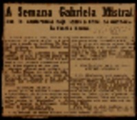 A semana Gabriela Mistral sua la conferencia hoje sobre o Chile, no auditório da Escola Normal.
