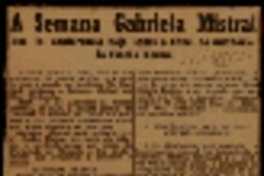 A semana Gabriela Mistral sua la conferencia hoje sobre o Chile, no auditório da Escola Normal.