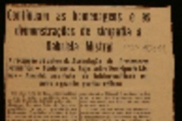 Continuam as homenagens e as demostrações de simpatia a Gabriela Mistral a recepção de ontem da Associação de Professores Primários : conferencia hoje, sobre Henriqueta Lisboa : amanhá uma festa da da intellectualidade mineira á grande poetisa chilena.
