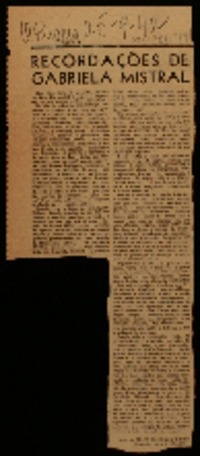 Recordações de Gabriela Mistral