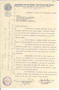 [Carta] 1945 nov. 16, Santiago, Chile [a] Raúl Morales Beltraní, Rio de Janeiro