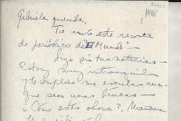 [Carta] [1946?] [a] Gabriela [Mistral]