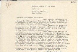 [Carta] 1945 oct. 1, Vicuña [Chile] [a] Gabriela Mistral, Petrópolis