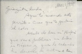 [Carta] [1949?] [abr.?] [a la] Guagüita linda