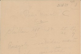 [Carta] 1954 sept. 26, Chillán, [Chile] [a] Pedro Moral, Vicuña, [Chile]