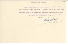 [Carta] [1947, Vicuña, Chile] [a] Gabriela Mistral