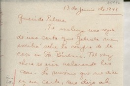 [Carta] 1949 jun. 13 [a la] Querida Palma