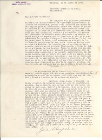 [Carta] 1948 jun. 16, Mendoza, [Argentina] [a] Gabriela [Mistral], California, [EE.UU.]